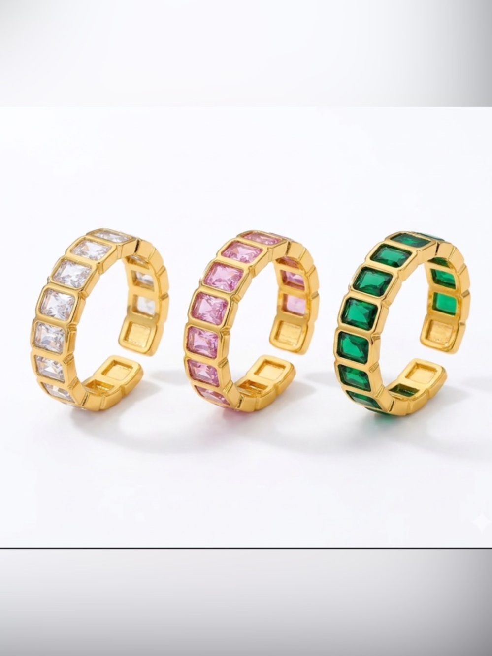 Eternity CZ Adjustable Band Ring Stainless Steel